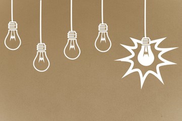 White light bulbs hanging