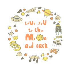 Cute hand drawn doodle card with frame