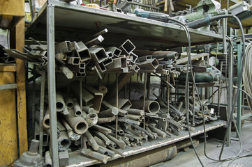 forger's workplace. rolled metal products.