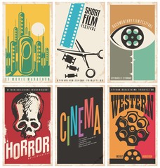 Collection of retro movie poster design concepts and ideas