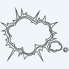 Speech bubbles. Isolated on blue background. Vector silhouettes