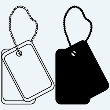 Dog tags. Isolated on blue background. Vector silhouettes