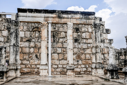 &Uuml;berreste der Synagoge in Capernaum wo Jesus lehrte