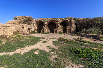 Fototapeta na wymiar The archaeological ruins are on the Mediterranean coast of Israel. Ashdod
