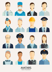 Set of avatar icons. Profession people.