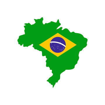 Map of Brazil with the image of the national flag