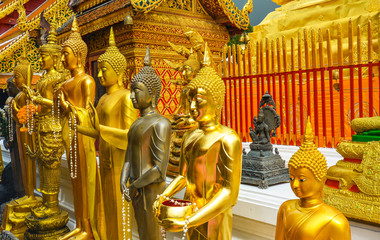 Many Buddhas in Wat Phra That Doi Suthep - Chiang Mai, Thailand