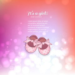 Baby girl shower card. Arrival card.