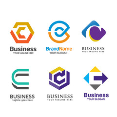 Set of letter C logo icons design template elements