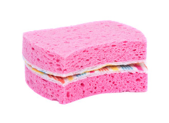 Kitchen scrubbing sponges separated on white background