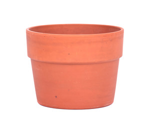 Decorative clay pot separated on white background
