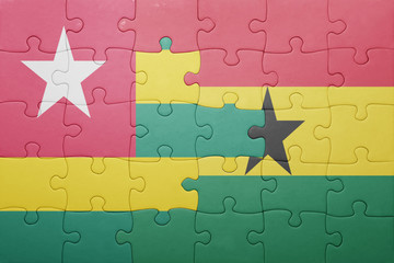 puzzle with the national flag of ghana and togo