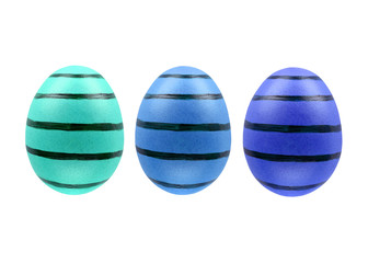 Set of three easter eggs isolated on white background for design  happy easter day