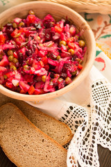 Russian vinaigrette  in  ceramic plate