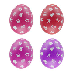 Set of four easter eggs isolated on white background for design  happy easter day