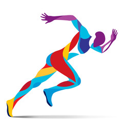 Trendy stylized illustration movement, running man, line vector silhouette of running man