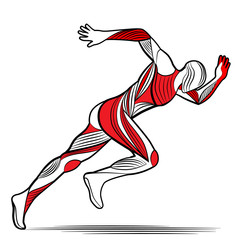 Trendy stylized illustration movement, running man, line vector silhouette of running man