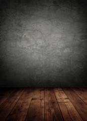 concrete wall with wooden floor. empty interior room.