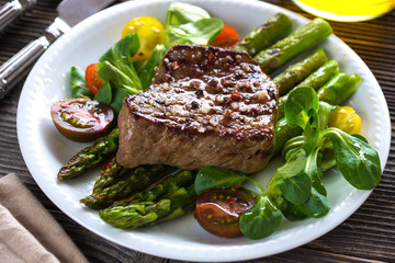 Beef steak with Grilled asparagus