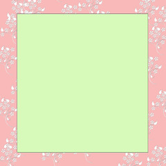 A pink frame with floral pattern with copy space.