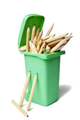 Garbage Can Full of Color Pencil