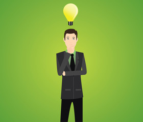 businessman think illustration with light bulb