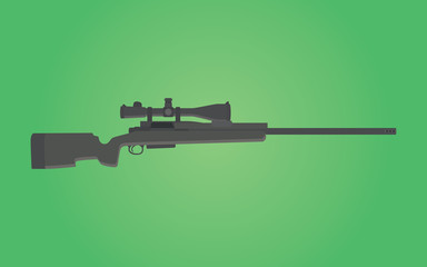 sniper rifle gun isolated with green background - obrazy, fototapety, plakaty