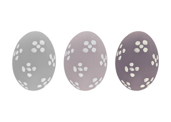 Set of three easter eggs isolated on white background for design  happy easter day