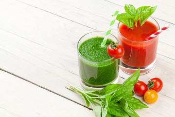Fresh vegetable smoothie. Tomato and cucumber