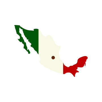 Map of Mexico with the image of the national flag