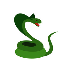 Fototapeta premium Green snake icon, flat style