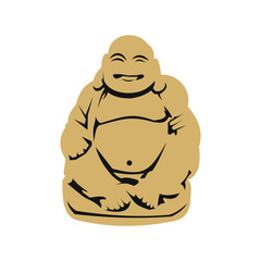 Hotei or Budai, Japanese Netsuke icon, flat style 