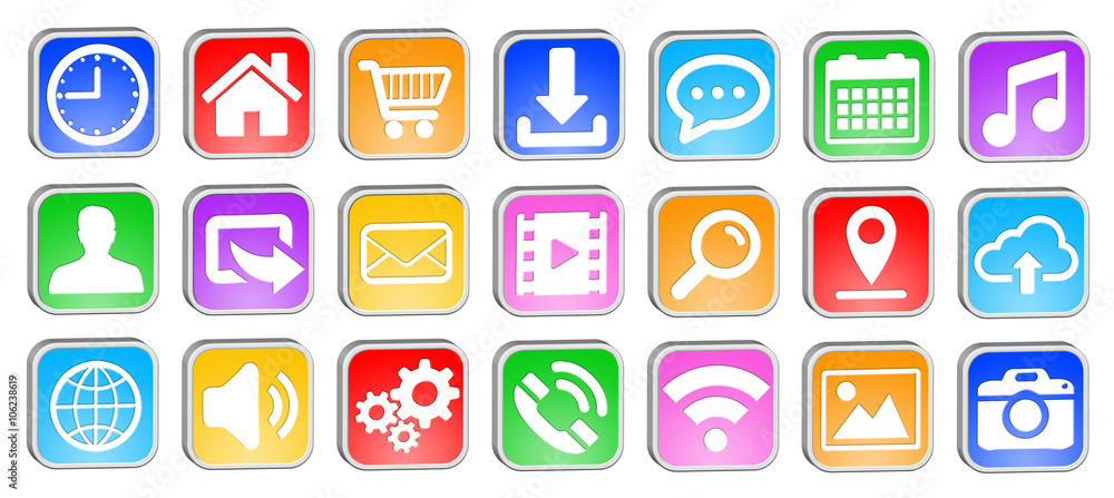Sticker web square icons set