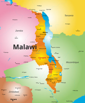 color map of Malawi country