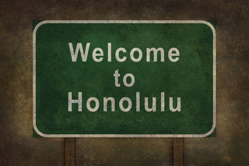 Welcome to Honolulu roadside sign illustration