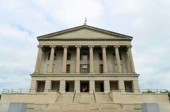 Tennessee State Capitol, Nashville, Tennessee, USA. This building, built with Greek Revival style in 1845, is now the home of Tennessee legislature and governor's office.