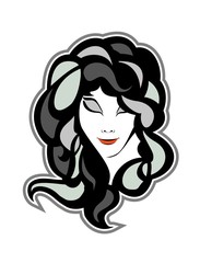 girl's head on a black background