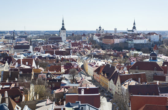 Вид на город Таллин с высоты. Эстония