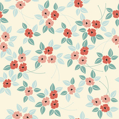 Decorative seamless pattern with flowers and leaves
