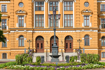 Fototapeta na wymiar Oulu City Hall is seat for municipal government. Neo-renaissance style city hall was designed by Stenberg in 1885