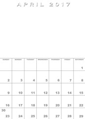 April 2017 calendar template