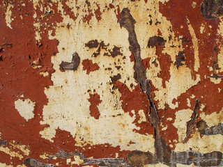 Old cracked paint on the wall. Grunge texture