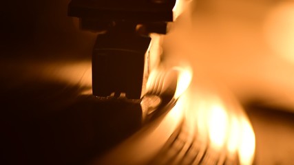 Vintage Record Player Close up Dolly shot