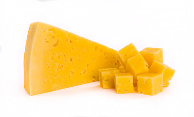 Isolated cheese chunk