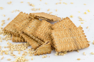 Bunch of sweet cookies on white