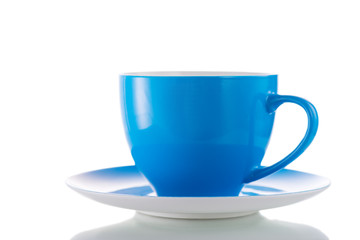 Blue cup isolated on white