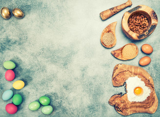 Easter baking. Ingredients and spices vintage