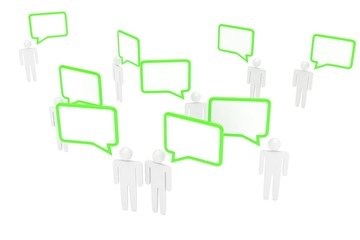 people with talk bubbles isolated over a white background