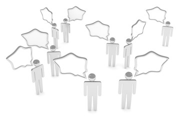 people with talk bubbles isolated over a white background