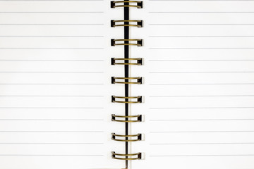 notebook with white lined pages
